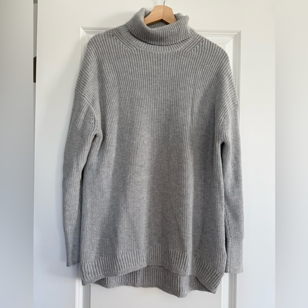 J.CREW Cotton Cashmere Blend Gray Turtleneck Sweater